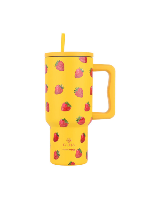 Estia ΘΕΡΜΟΣ STRAW TUMBLER XL SAVE THE AEGEAN 900ml BERRY BRIGHT 01-32029