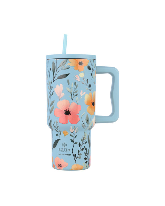 Estia ΘΕΡΜΟΣ STRAW TUMBLER XL SAVE THE AEGEAN 900ml SKY GARDEN 01-32036