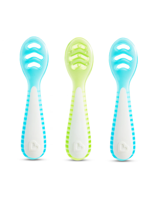 Munchkin  3PK GENTLE DIP SELF-FEEDING SPOON (BLUE-GRN)  90262