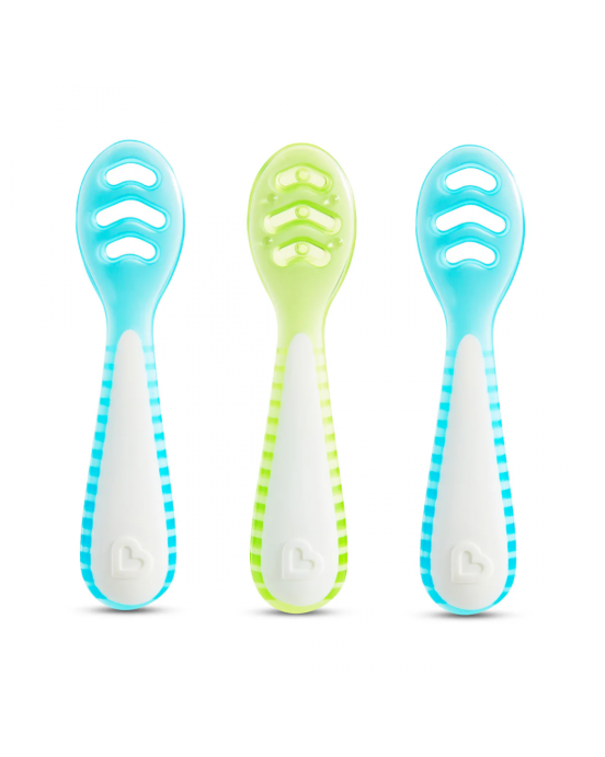 Munchkin  3PK GENTLE DIP SELF-FEEDING SPOON (BLUE-GRN)  90262