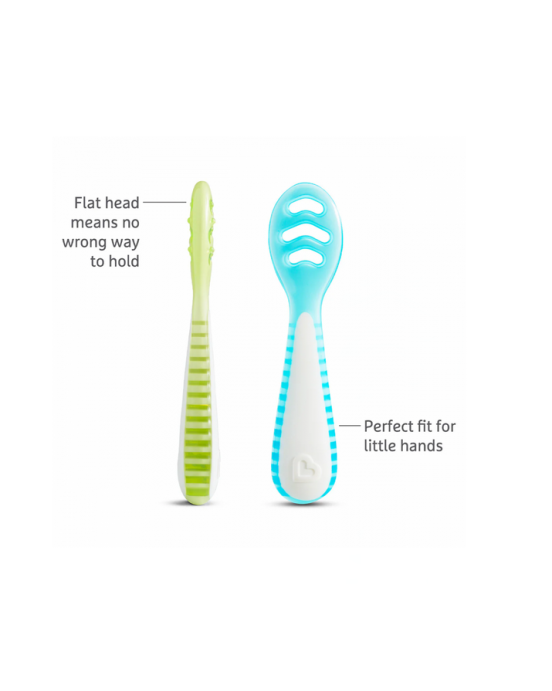 Munchkin  3PK GENTLE DIP SELF-FEEDING SPOON (BLUE-GRN)  90262