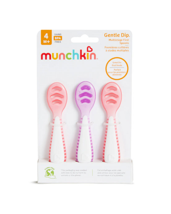Munchkin  3PK GENTLE DIP SELF-FEEDING SPOON (PNK-PRP)  91510