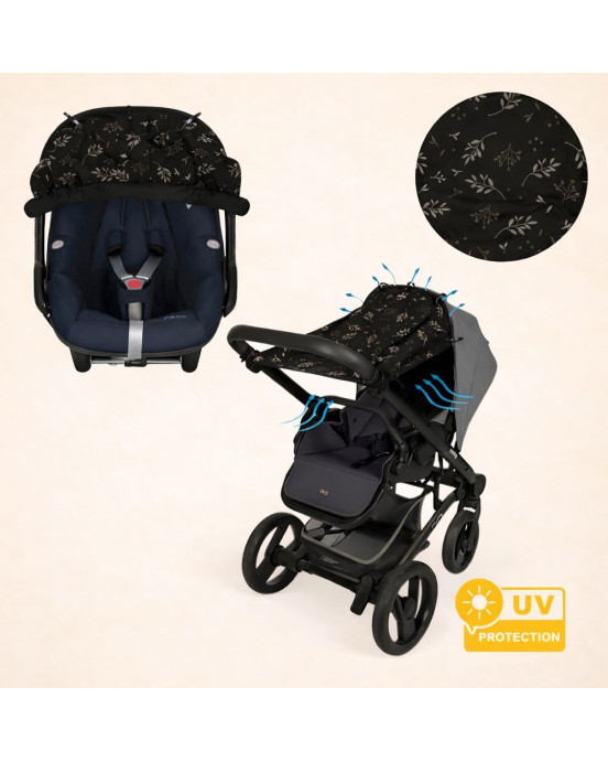 Dooky Ηλιοπροστασία καροτσιού UPF50+ Romantic Leaves Black DK-126711