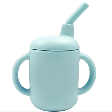 Baby Donkey Παιδικό Ποτήρι σιλικόνης με καλαμάκι (120ml)  6+ μηνών γαλάζιο SILICONECUP5