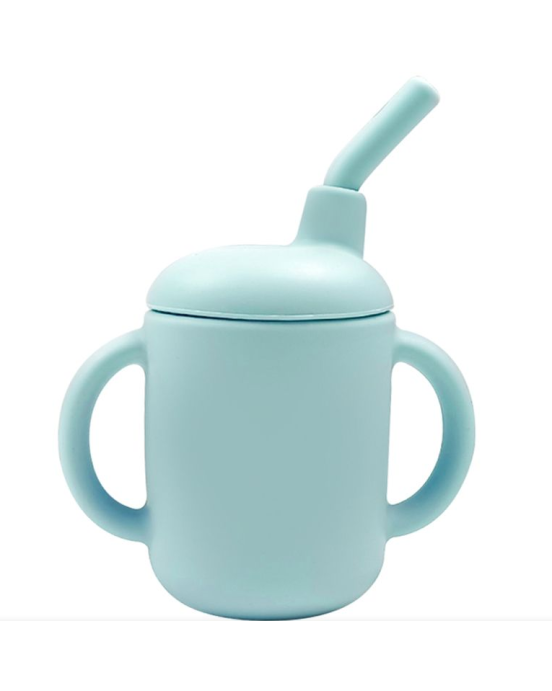 Baby Donkey Παιδικό Ποτήρι σιλικόνης με καλαμάκι (120ml)  6+ μηνών γαλάζιο SILICONECUP5