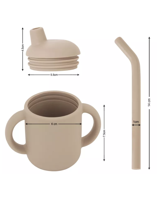 Baby Donkey Παιδικό Ποτήρι σιλικόνης με καλαμάκι (120ml)  6+ μηνών καφετί SILICONECUP1