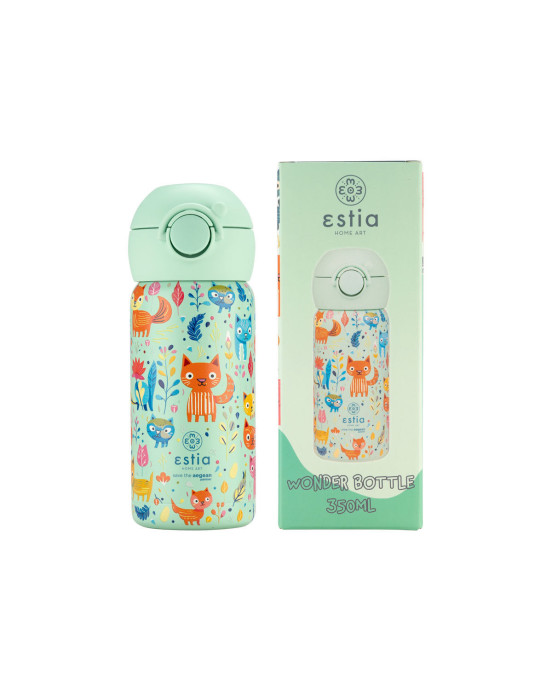 Estia ΘΕΡΜΟΣ ΠΑΙΔΙΚΟ WONDER BOTTLE SAVE THE AEGEAN 350ml FELINE FOLIAGE 01-23461
