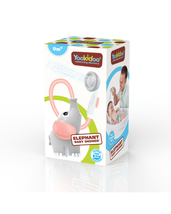 Yookidoo Elephan Baby Shower - Grey/Pink  YKD-40213