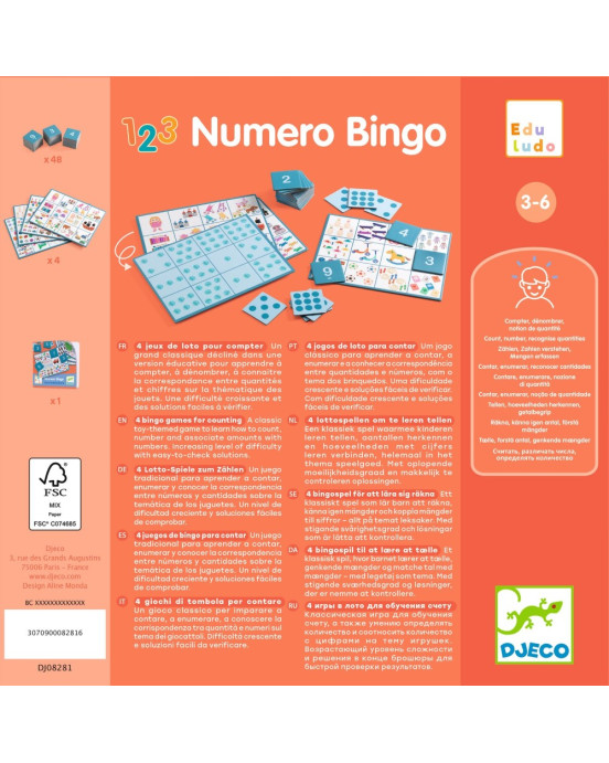 Djeco εκπαιδευτικό παιχνίδι επιτραπέζιο Bingo με αριθμούς 08281