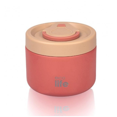 Ecolife Στρογγυλό Θερμός Φαγητού  Ροζ κοραλί 650ml  33-BO-9062