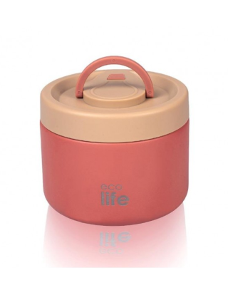 Ecolife Στρογγυλό Θερμός Φαγητού  Ροζ κοραλί 650ml  33-BO-9062