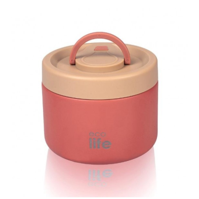 Ecolife Στρογγυλό Θερμός Φαγητού  Ροζ κοραλί 650ml  33-BO-9062