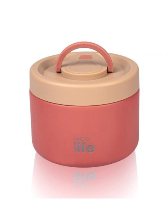Ecolife Στρογγυλό Θερμός Φαγητού  Ροζ κοραλί 650ml  33-BO-9062