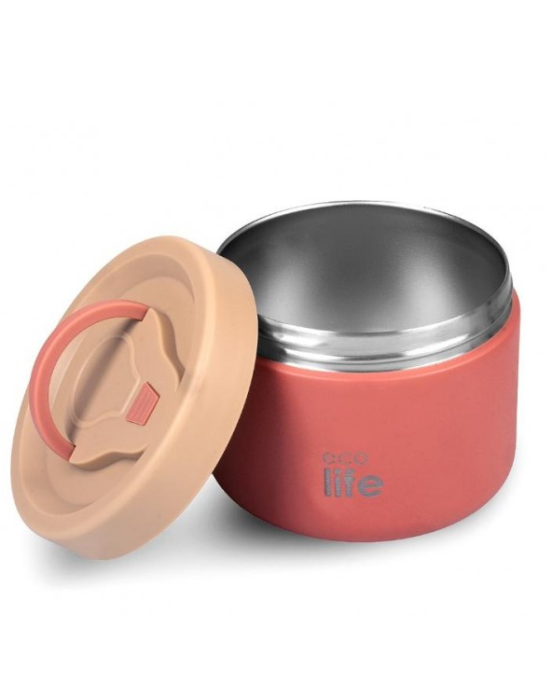 Ecolife Στρογγυλό Θερμός Φαγητού  Ροζ κοραλί 650ml  33-BO-9062