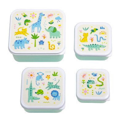 A little lovely company: Σετ 4 δοχεία φαγητού Lunch & Snack Box -Jungle SBSEJUMI87