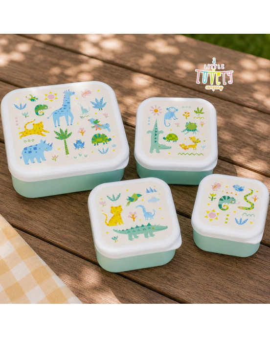 A little lovely company: Σετ 4 δοχεία φαγητού Lunch & Snack Box -Jungle SBSEJUMI87
