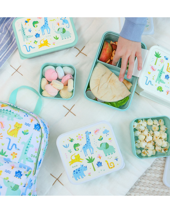 A little lovely company: Σετ 4 δοχεία φαγητού Lunch & Snack Box -Jungle SBSEJUMI87