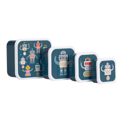 A little lovely company: Σετ 4 δοχεία φαγητού Lunch & Snack Box -Robots SBSERO86