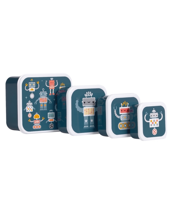 A little lovely company: Σετ 4 δοχεία φαγητού Lunch & Snack Box -Robots SBSERO86