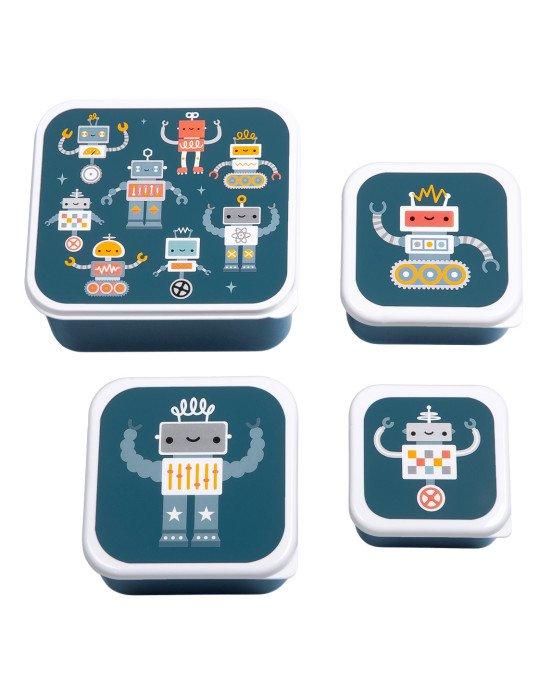 A little lovely company: Σετ 4 δοχεία φαγητού Lunch & Snack Box -Robots SBSERO86