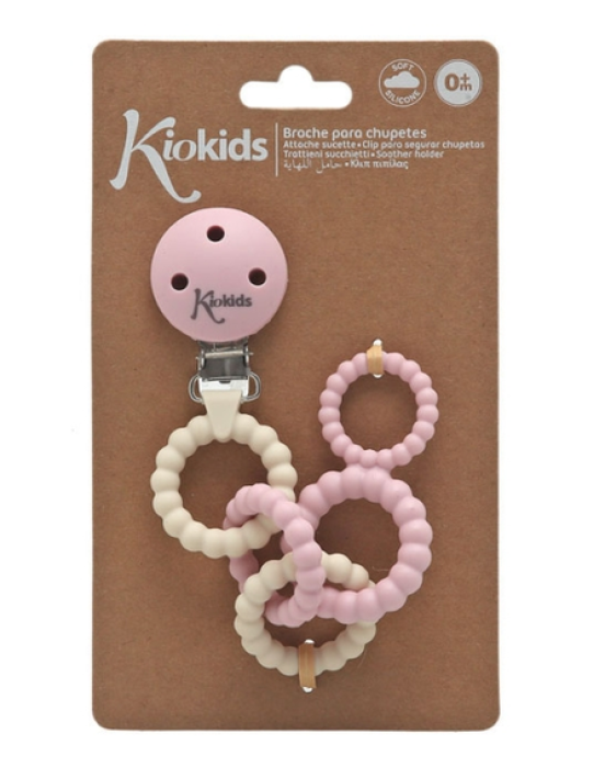 Kiokids Κλιπ Πιπίλας Σιλικόνης Ροζ 0+M 6460