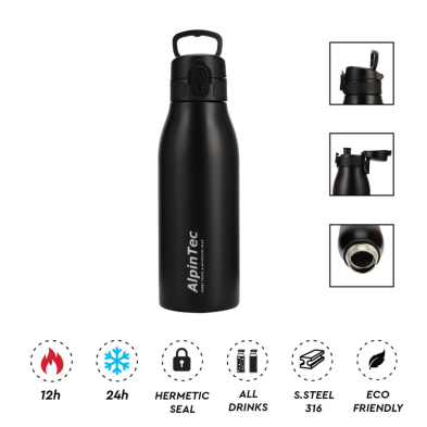 AlpinTec ΘΕΡΜΟΣ  FELLOW 2 600ml Black TH-601BL