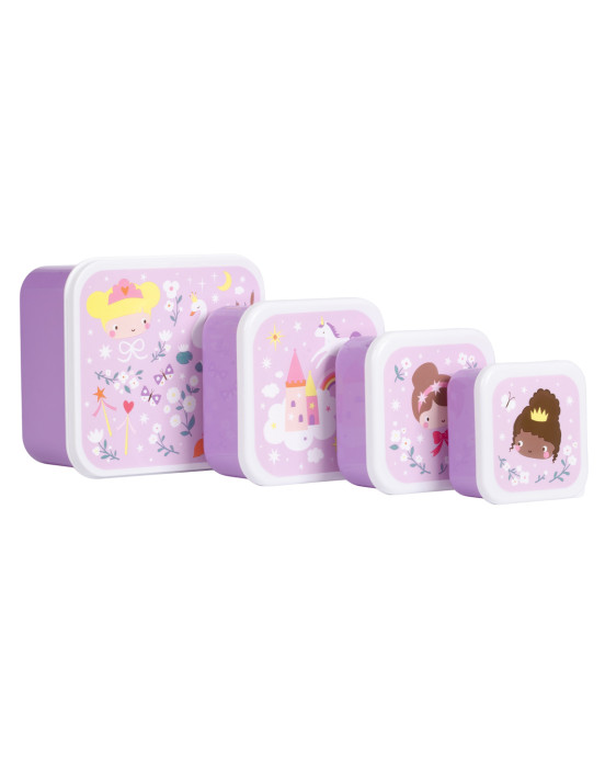 A little lovely company: Σετ 4 δοχεία φαγητού Lunch & Snack Box -Princesses SBSEPR85