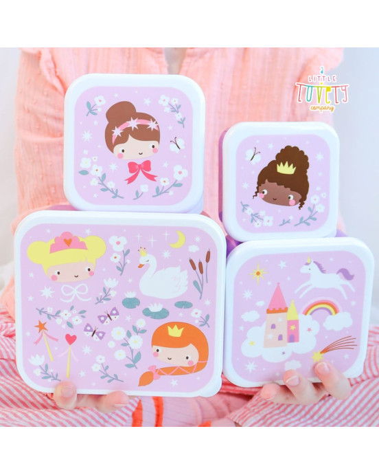 A little lovely company: Σετ 4 δοχεία φαγητού Lunch & Snack Box -Princesses SBSEPR85