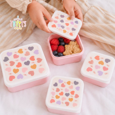 A little lovely company: Σετ 4 δοχεία φαγητού Lunch & Snack Box -Hearts SBSEHE84