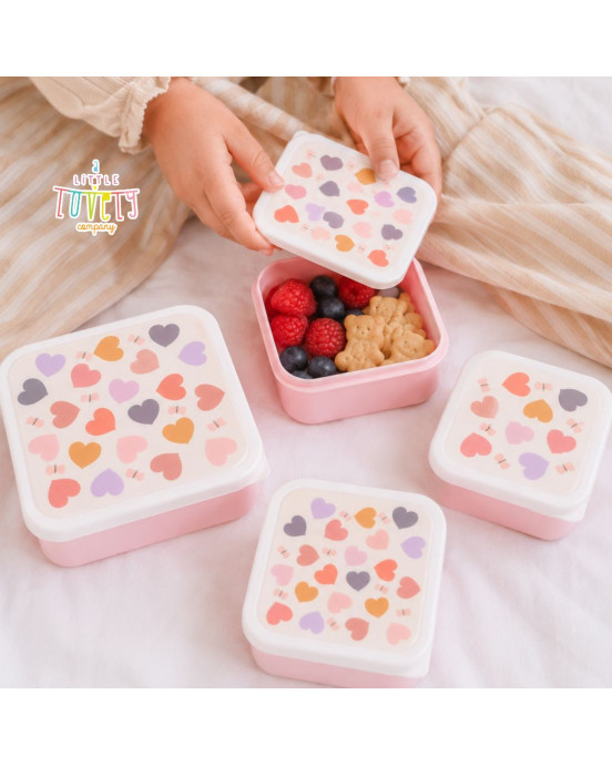 A little lovely company: Σετ 4 δοχεία φαγητού Lunch & Snack Box -Hearts SBSEHE84