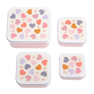 A little lovely company: Σετ 4 δοχεία φαγητού Lunch & Snack Box -Hearts SBSEHE84