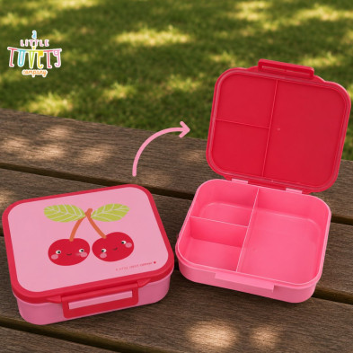A little lovely company: Δοχείο φαγητού Bento με χωρίσματα- 900ml - Happy Cherries LBHCPI61