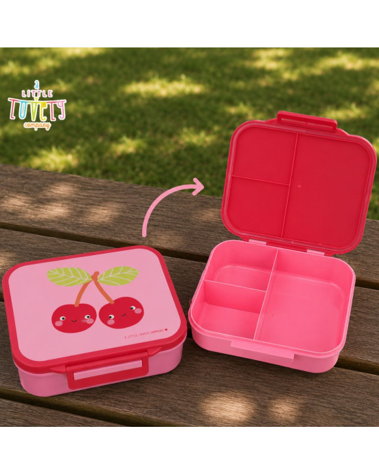 A little lovely company: Δοχείο φαγητού Bento με χωρίσματα- 900ml - Happy Cherries LBHCPI61
