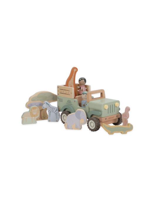 LITTLE DUTCH. Ξύλινο αυτοκινητάκι Safari με ζωάκια Safari Friends FSC LD7482
