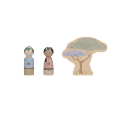 LITTLE DUTCH. Ξύλινο αυτοκινητάκι Safari με ζωάκια Safari Friends FSC LD7482