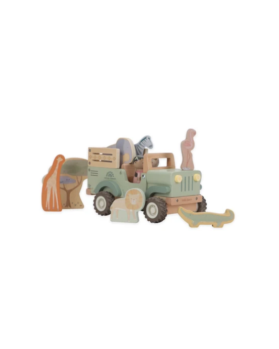 LITTLE DUTCH. Ξύλινο αυτοκινητάκι Safari με ζωάκια Safari Friends FSC LD7482