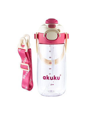 Akuku – Παγούρι Tritan Nερού 480 ml Mε Kαλαμάκι Ροζ A0725