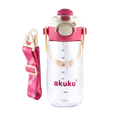 Akuku – Παγούρι Tritan Nερού 480 ml Mε Kαλαμάκι Ροζ A0725