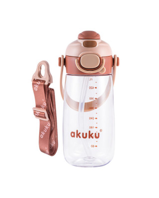 Akuku – Παγούρι Tritan Nερού 480 ml Mε Kαλαμάκι Καφέ  A0726