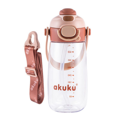 Akuku – Παγούρι Tritan Nερού 480 ml Mε Kαλαμάκι Καφέ  A0726