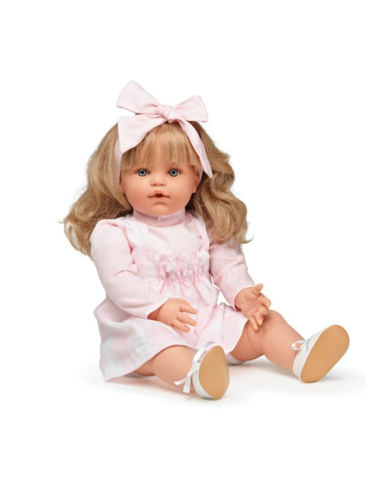 Nines d΄  Onil Ισπανική Χειροποίητη παιδική κούκλα  Susy pink dress με μακρύ μανίκι  MB47035