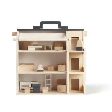 KIDS CONCEPT. Ξύλινο κουκλόσπιτο με φιγούρες και έπιπλα (φυσικό)
