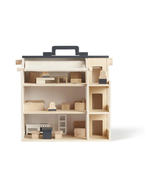 KIDS CONCEPT. Ξύλινο κουκλόσπιτο με φιγούρες και έπιπλα (φυσικό)