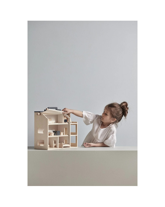 KIDS CONCEPT. Ξύλινο κουκλόσπιτο με φιγούρες και έπιπλα (φυσικό)
