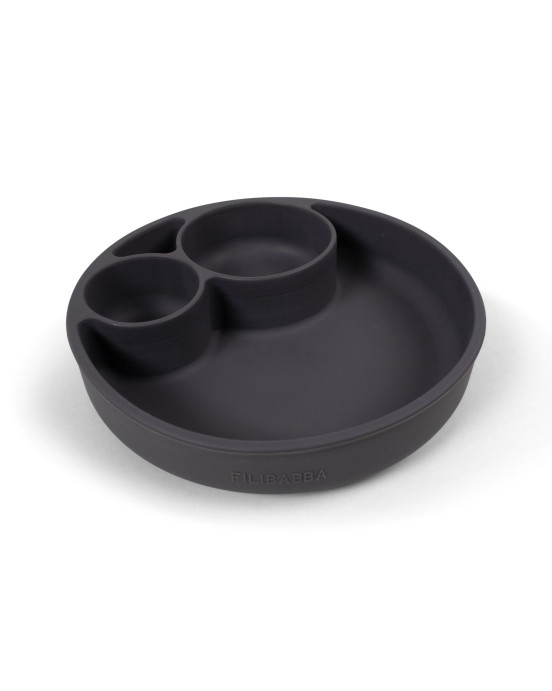 Filibabba Silicone Divided Plate – Stone Grey