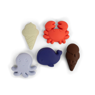 Filibabba – Silicone Sand Toys 5 pieces – Blue Mix