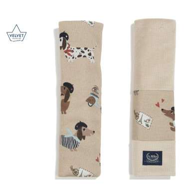 Jersey Seat Belt Cover Pierre the Dog Velvet Sand