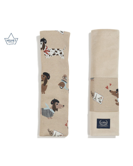 Jersey Seat Belt Cover Pierre the Dog Velvet Sand