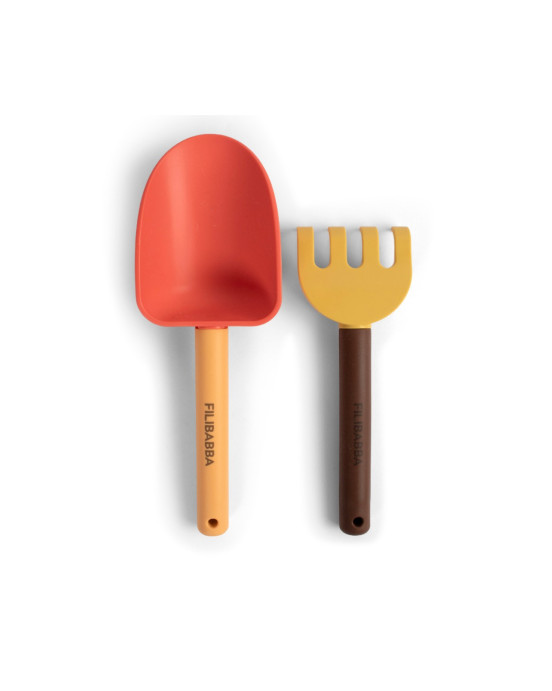 Filibabba – Beach Shovel & Rake Set – Peach Mix