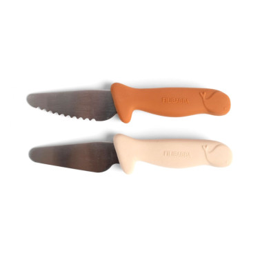 Filibabba Beginner’s Cutting Knives 2 Pack Pumpkin & Off White